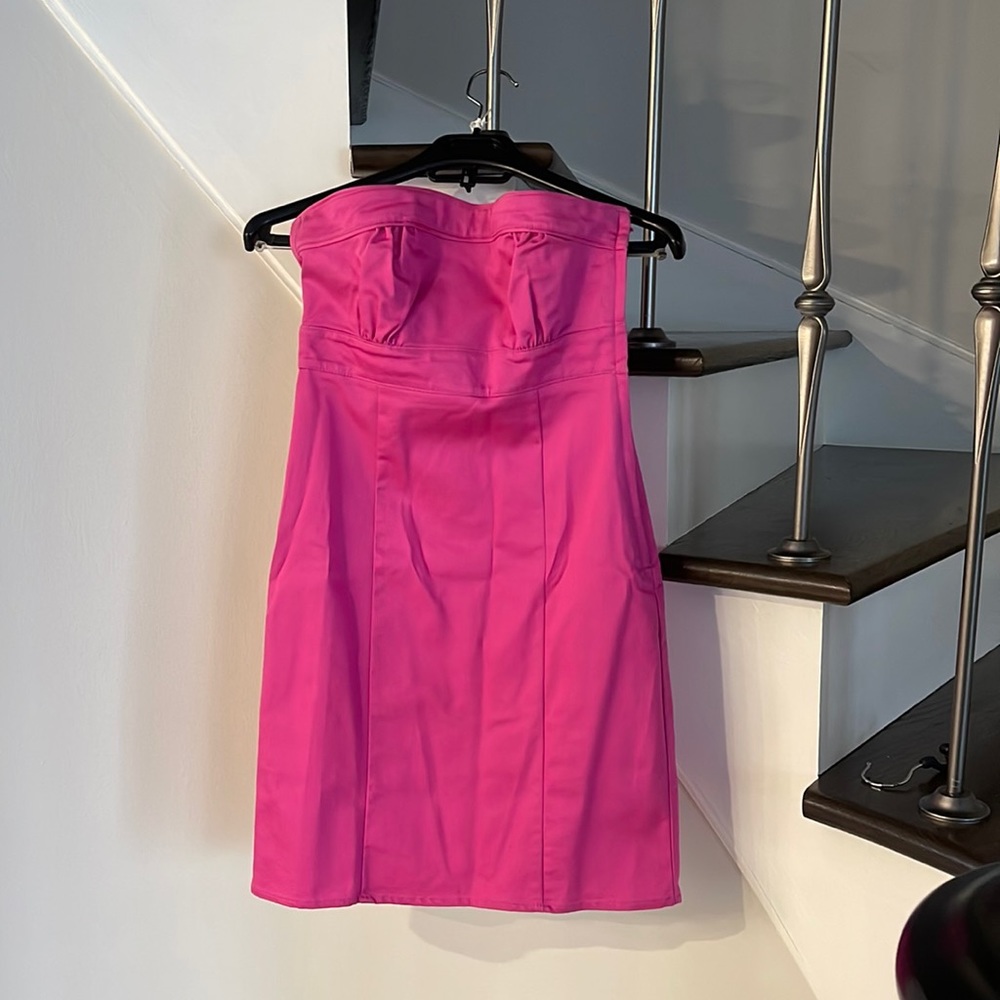 Strapless Barbie pink mini dress